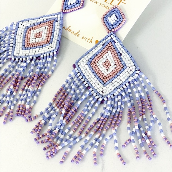 💝 FINAL SALE KAYLEE Handmade Beaded Tassel Earrings- Boho Drop Fringe Ea… - Picture 3 of 10